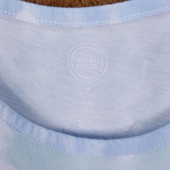 WONDER NATION Girls Skater Dress Plus Size 7 - 8 Blue Pullover Tank Cotton Blend - Picture 2 of 5